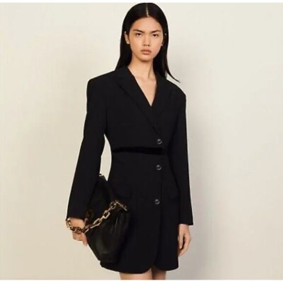 NWT SANDRO Trompe L'œil Dress 8 / 40 / L - Picture 3 of 10